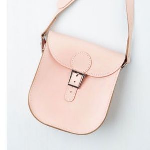 Brit Stitch pink leather satchel